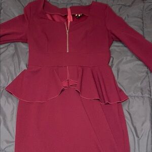 Miusol Burgundy Long Sleeve Dress